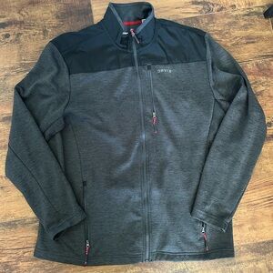 Orvis Men's Gray and Black Jacket Zip Color block Activewear L Polyester Nylon